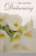 Rouwkaart met grote witte bloemen