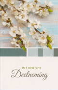 Rouwkaart met kleine witte bloempjes op takken
