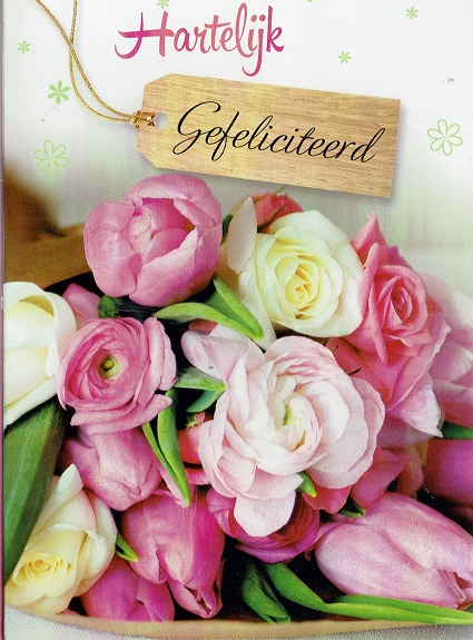 Verbazingwekkend Felicitatiekaartje met rozen en tulpen CU-61