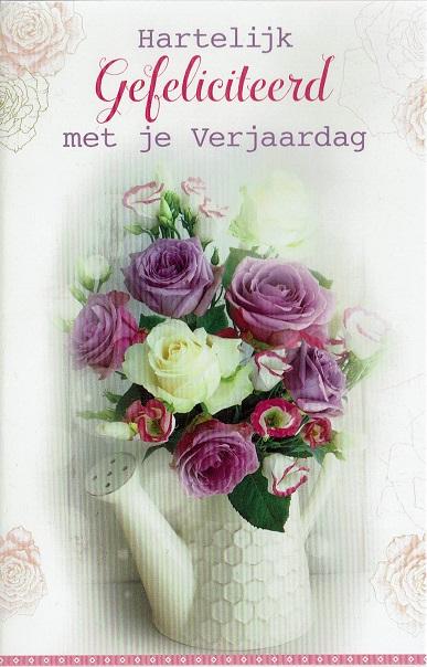 Fonkelnieuw Felicitatiekaart verjaardag met bloemen DS-01