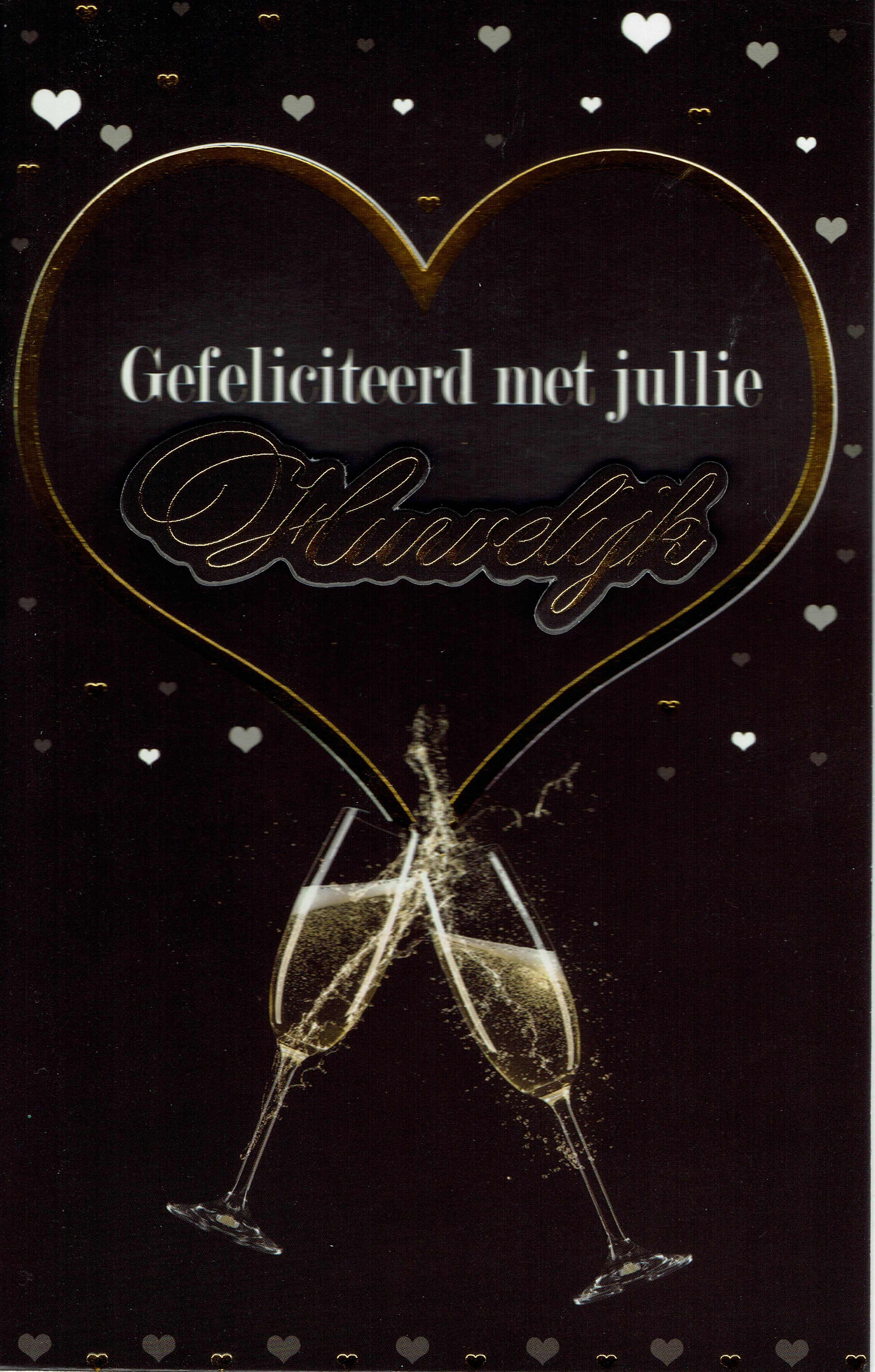 Fonkelnieuw Klassevolle Huwelijkskaart in zwart met goldlook details en bubbels. XD-22