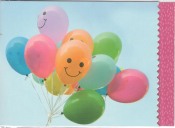 Blanco kaart met smiley ballonnen