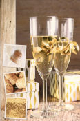 Blanco luxe kaart met glazen champagne