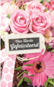 Felicitatiekaart met boeket bloemen roze tinten