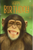Happy birthday kaart met lachende aap