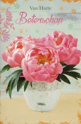 Mooie  beterschapskaart met vaas bloemen 