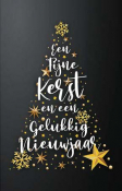 Tekstkaart in kerstboom vorm voor een Fijne Kerst en een Gelukkig Nieuwjaar