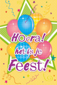 Verjaardagskaart met envelop Hoera! het is je feest!