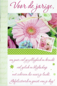 Verjaardagskaart met tekst en bloemen