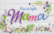Voor de liefste mama met bloemen in sierlijk gekleurde lettertype wenskaart Moederdag