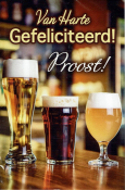 felicitatiekaart met glazen bier en tekst