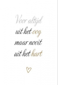 rouwkaart met oog en tekst