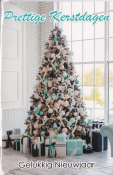 kerstkaart met kerstboom en pakjes