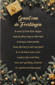 kerstkaartje met gouden tekst en versiering