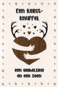 kerstkaartje hert hartje omhelzing en kerstwensen