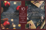 10 luxe kerst- en nieuwjaarskaarten met enveloppen. Kaarten met kerstversiering en opschriften in meerdere talen.