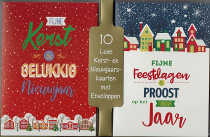 10 goedkope kerstkaarten in box met enveloppen