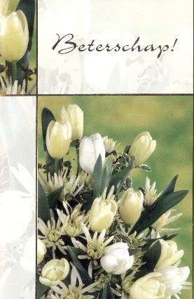 Beterschap kaartje met een boeket tulpen