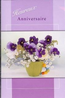 Franse bloemenkaart - Heureux Anniversaire