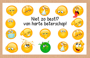 Beterschapskaart met emoticons.