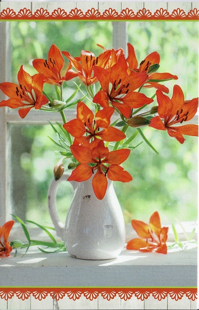 Blanco bloemenkaart met oranje tinten