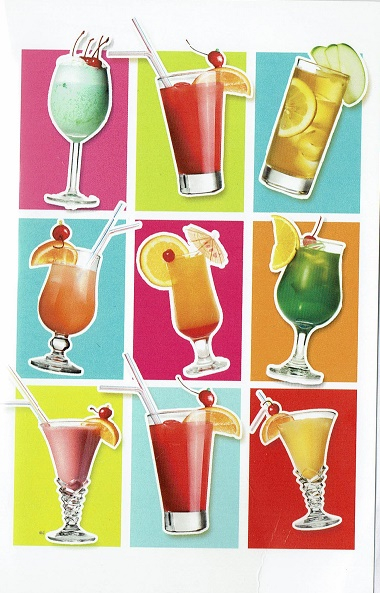 Blanco kaart met cocktails