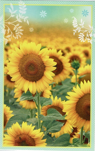 Blanco kaart met zonnebloemen