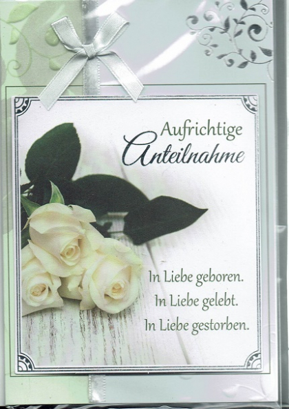 Duitse wenskaart - Duitse rouwkaart met rozen