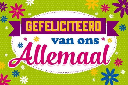 Felicitatiekaart  Gefeliciteerd van ons allemaal