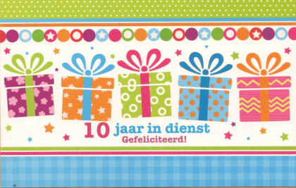 felicitatiekaart jubileum 10 jaar in dienst