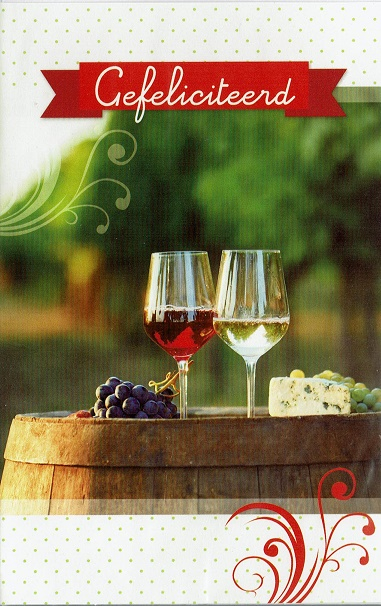 Felicitatiekaart met rode wijn