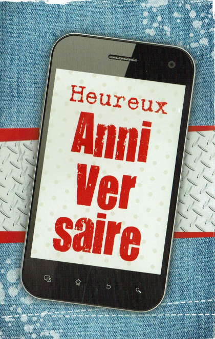 Franse verjaardagskaart met smartphone