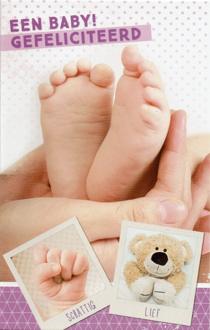 geboortekaartje babyvoetjes - gefeliciteerd