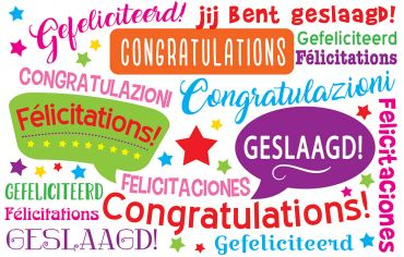 Gefeliciteerd! Geslaagd! Congratulations