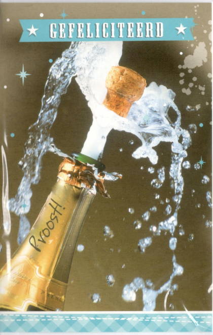 Gefeliciteerd kaartje met fles champagne