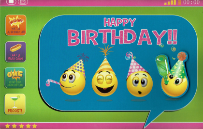 Happy Birthday kaart met emoticons
