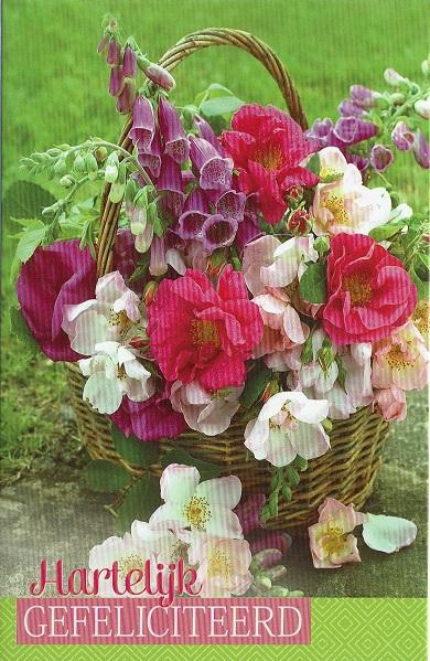 Hartelijk gefeliciteerd kaartje met bloemen