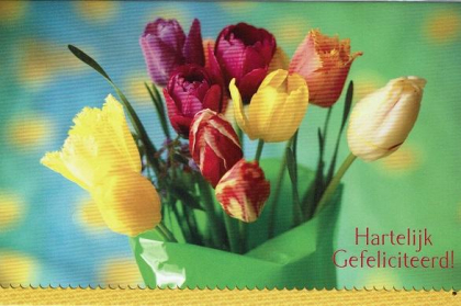 hartelijk gefeliciteerd kaartje met tulpen