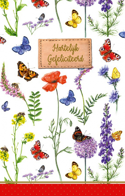 hartelijk geliciteerd tuinbloemen en vlinders