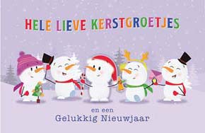 Kaart voor Kerst en Nieuwjaar met sneeuwpoppen