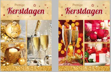 kerstdoosje met 10 kerstkaarten champagne