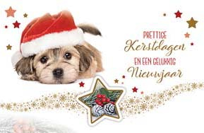 Kerstkaart met puppy