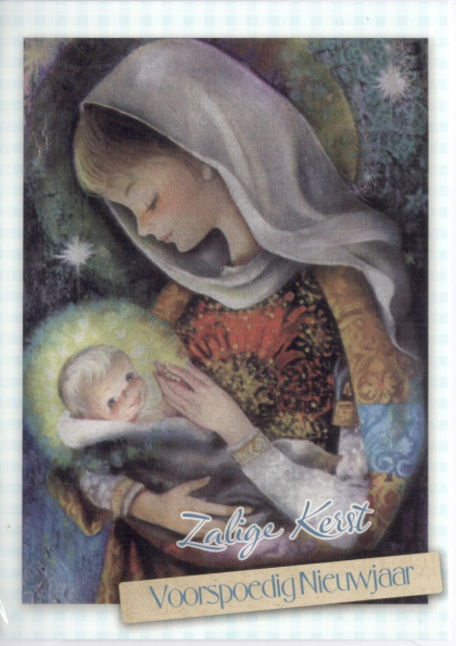 Kerstkaartjes met kindje Jezus en maria