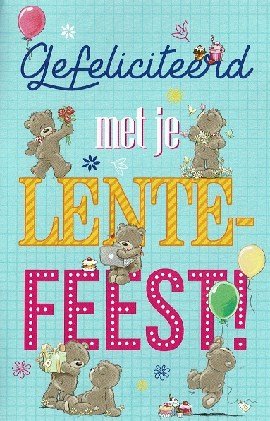 Lentefeest kaartje met schattige beertjes