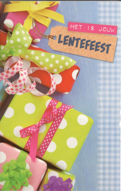 Lentefeestkaartje met cadeautjes