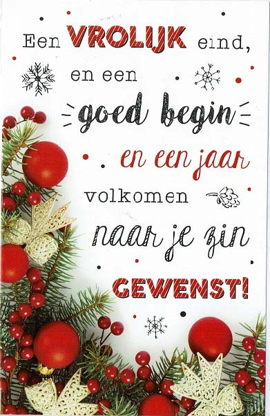 Leuke Kerstkaart met tekst en decoratie