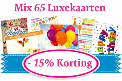 Mix 65 luxekaarten  Verj./ Gefeliciteerd