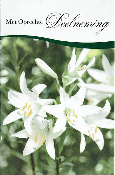 Rouwkaart met witte lelies