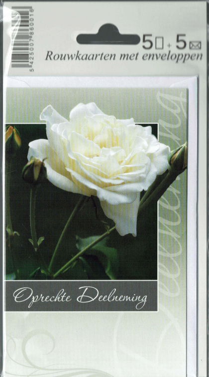 Rouwkaartje met prachtige witte roos