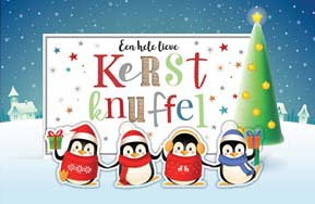 Schattige Kerstkaart met pinguïns